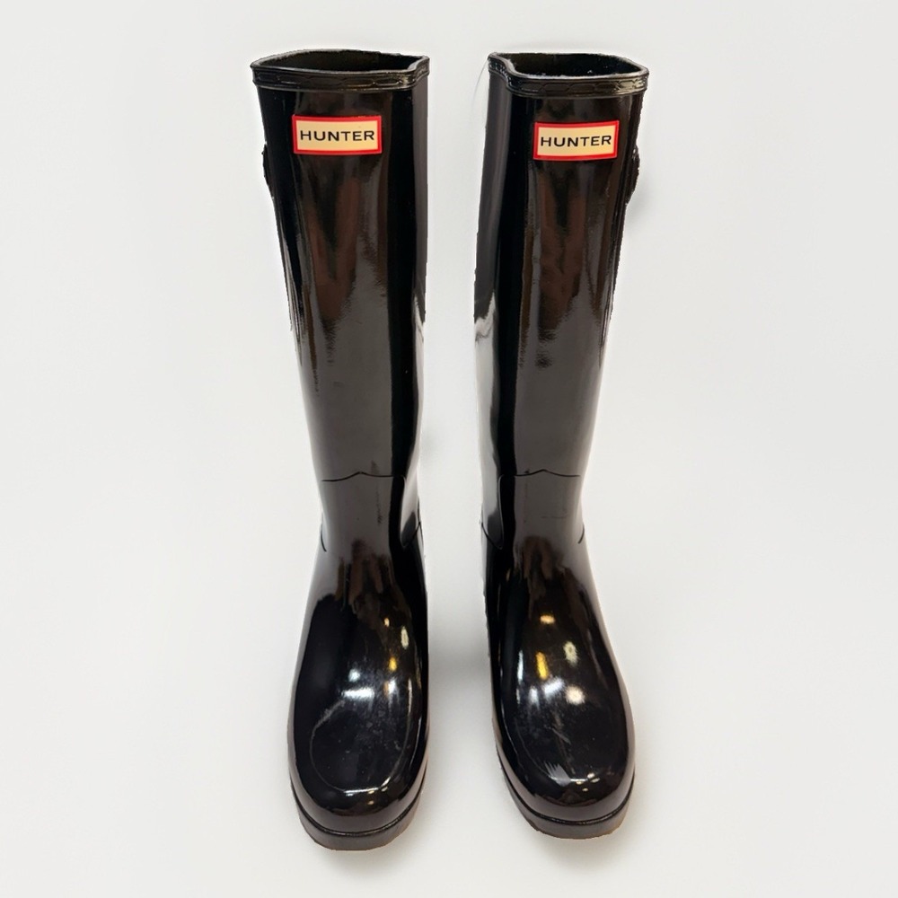 Hunter Original Tall Gloss Women's Rain Boots - Black, 6 US Very Nice